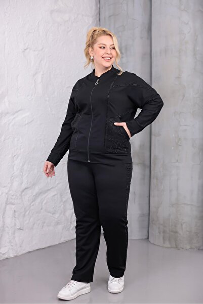 Siyezen Large Size Stone Embroidered Suit