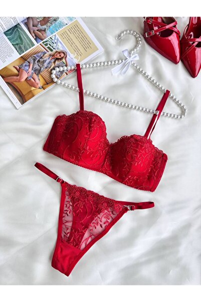 ARONA BRODE LOTUS B CUP DESTEKLİ KIRMIZI İÇ ÇAMASIR SÜTYEN TAKIMI