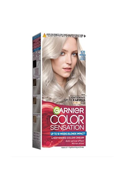 Garnier Set of 3 x Permanent Hair Dye with Ammonia Color Sensation S11 Ultra Smoky Blonde, 110 ml
