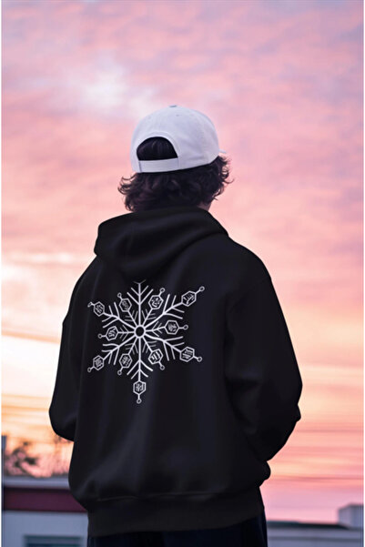 Oceanwear Snowflake Back Printed Zippered Hooded Sweatshirt Unisex Cardigan