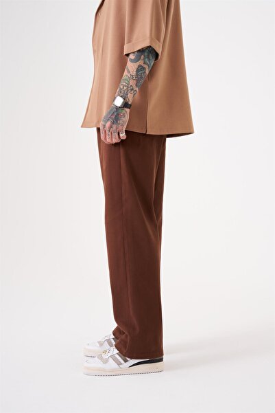 Machinist Oversized Gabardine Elastic Trousers Brown