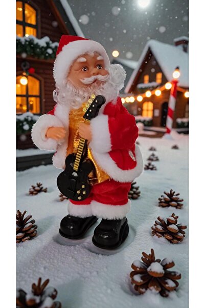 FAMEMUS ACCESSORY Christmas Musical Dancing Santa Claus with Guitar Size 30 cm