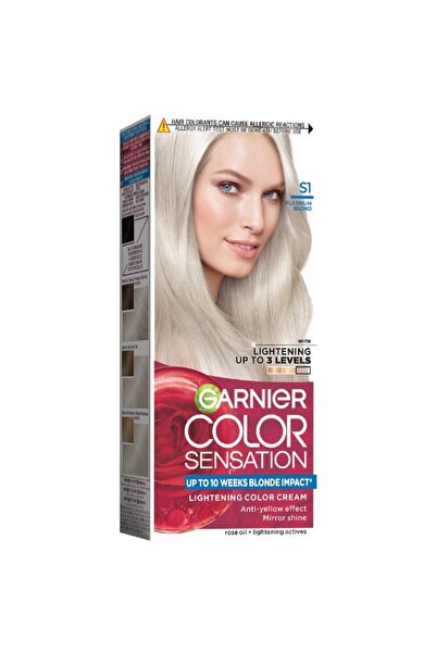 Garnier Set of 3 x Permanent Hair Dye with Ammonia Color Sensation S1 Platinum Blonde, 10 ml