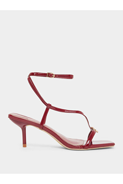 Styli Burgundy Strappy Stiletto Heel Sandals