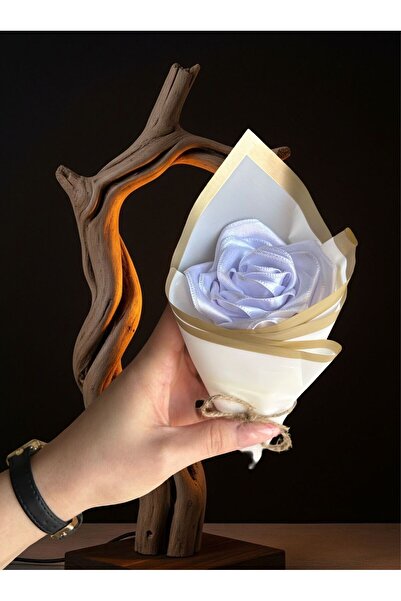 Damla Flora Solmayan Beyaz Gül Buketi Tekli-Sevgiliye Romantik Hediye