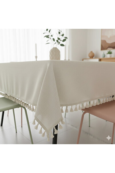 PAZARSEN مفرش طاولة من الكتان مزين بشراشيب للنزهات