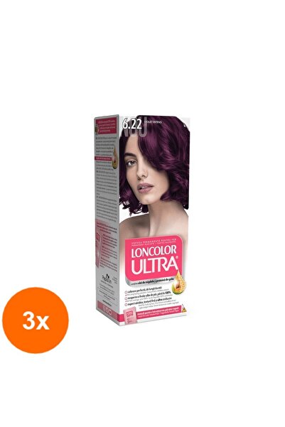 Loncolor Ultra Set 3 x Vopsea de Par Permanenta cu Amoniac 6.22 Violet Intens...