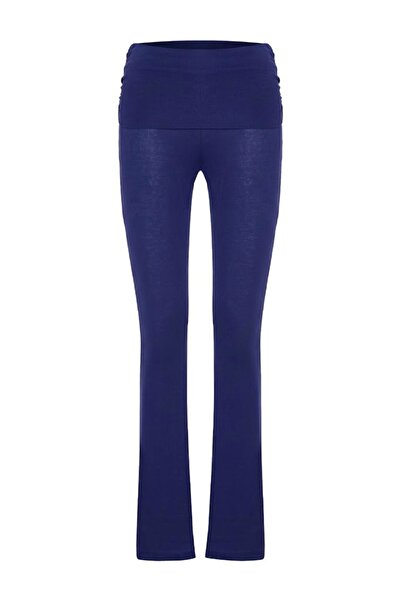 AQUELLA Maysa gathered waist Ribbed Knit indigo pants