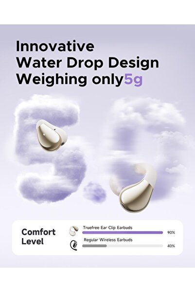 truefree B1 Wireless Clip-On Open-Ear Earbuds (Bluetooth 5.4, Spatial Sound, 25H Playtime)