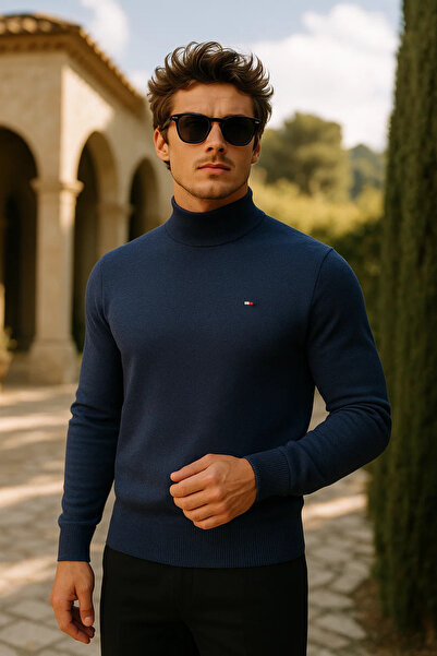 comstar Men's Basic Premium Comfort Long Navy Blue Sweater