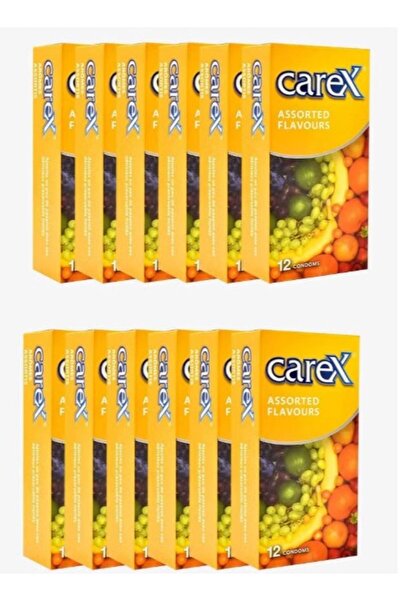 CAREX عبوة من 12 صندوقًا من الواقيات الذكرية بنكهات متنوعة
