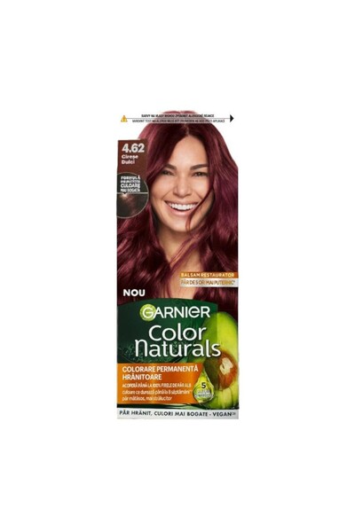 Garnier Color Naturals Set 3 x Vopsea de Par Permanenta cu Amoniac Color Naturals 4.62 Sweet Cherry, 110 ml