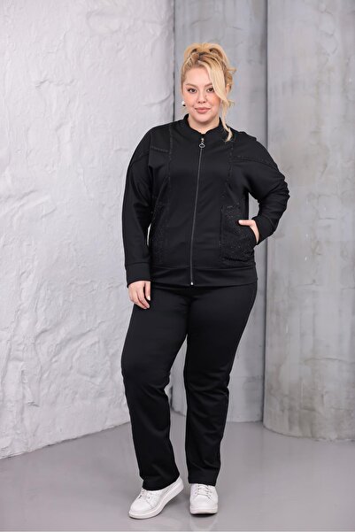 Siyezen Large Size Stone Embroidered Suit