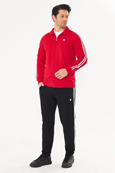 TRENDHİLL Men's Cotton Tracksuit Set Red 201550-K