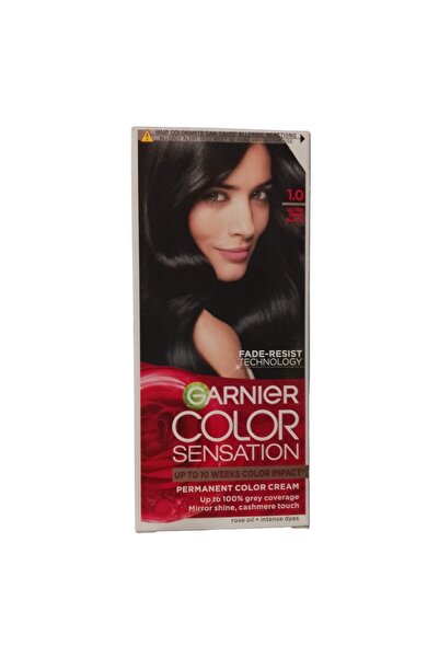 Garnier Set of 2 x Permanent Hair Dye with Ammonia Color Sensation 1.0 Onyx Black, 110 ml