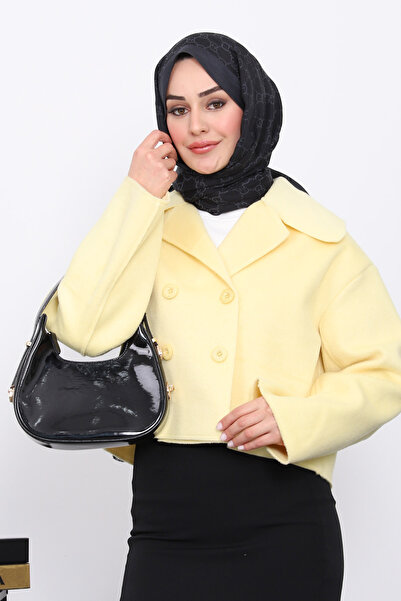 İmajButik Κίτρινο κοντό μπουφάν με κουμπιά