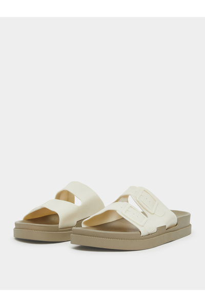 Styli Beige Buckle Detail Slides