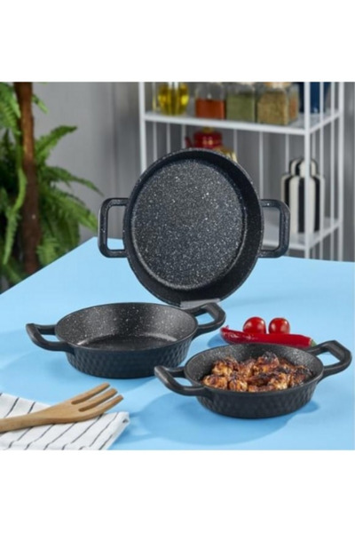 HESA HOME طقم مقالي جرانيت مصبوب 3 قطع مقاس 18-20-22