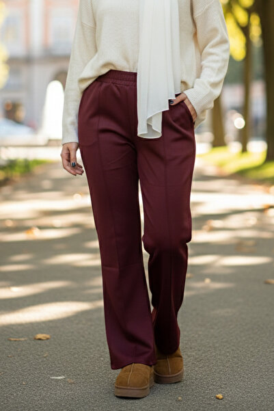 Lale Butik Nervür Stitched Trousers 2450 Claret Red
