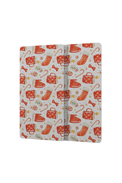 Decovetro Glass Presentation Serving Plate Set of 3 Square Christmas Patterned