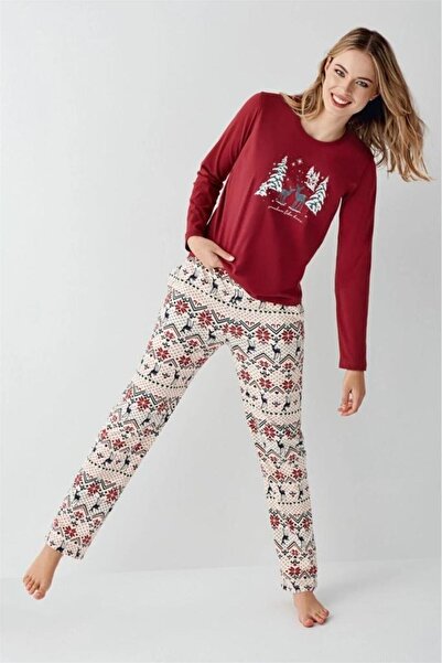 Arnetta 100% Cotton Crew Neck Plaid Pajama Set