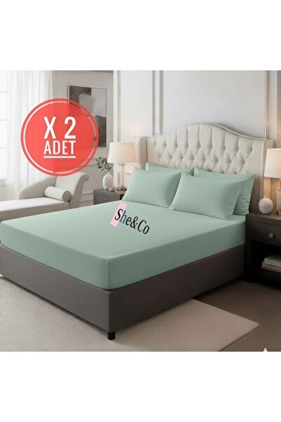 She&Co 2 штуки зеленого бавовняного двоспального 180 x 200 x 30 см натяжного ...