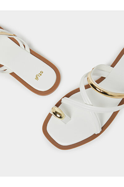 Styli White Toe Ring Flat Sandals