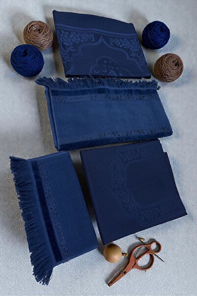 HAVLULAND SARRA ETAMİN İŞLEMELİK 4'LÜ SECCADE BOHÇA HAVLU SETİ ( SECCADE,BOHÇA,EL HAVLUSU ,MUTFAK HAVLU )