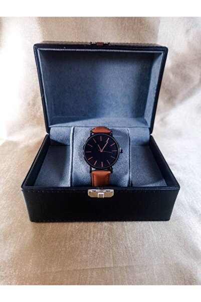 Geneva Kahverengi Kayış Deri Kol Saati Erkek