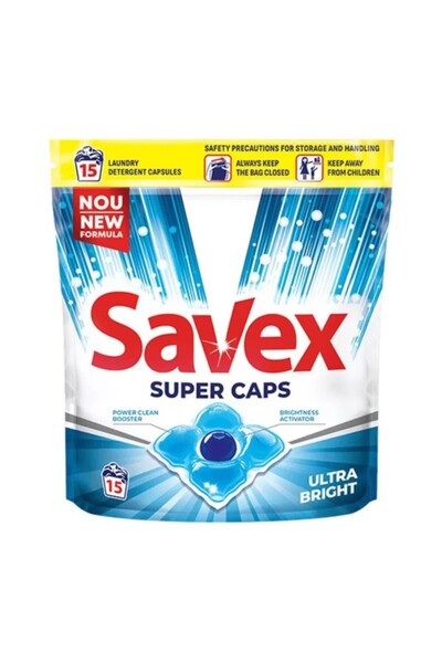 SAVEX Set of 2 x Detergent Capsules Gel Savex, Pure and Clean Premium, 15 Cap...