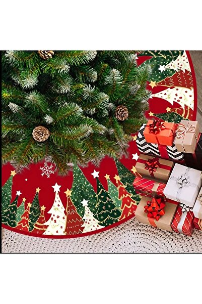 Butikhly Christmas Pine Tree Cover, Gold Edged Fabric 23cm