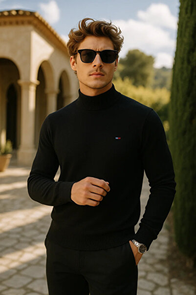 comstar Pulover lung și negru pentru bărbați basic Premium Comfort