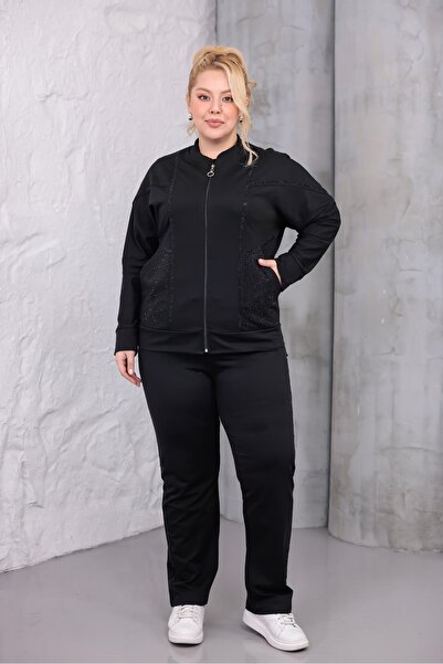 Siyezen Large Size Stone Embroidered Suit