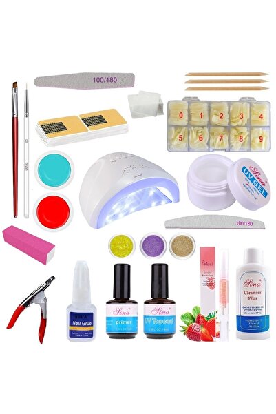 SELA Kit unghii false cu gel UV, nr. 8, lampă LED, 191 bucăți,