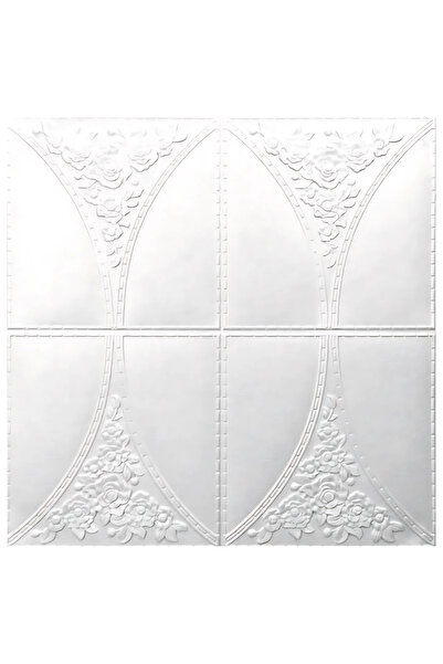 SDEPOT Set de 30 plăci de tapet S DEPOT®, grosime 3 mm, dimensiuni 70x70 cm, model floral elegant, alb