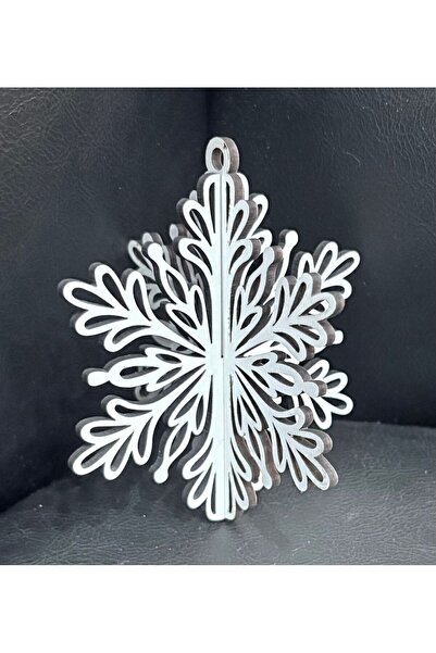 ADS WOOD زينة شجرة عيد الميلاد الخشبية على شكل ندفة الثلج (5 قطع)