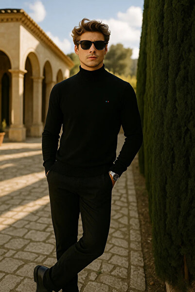 comstar Pulover lung și negru pentru bărbați basic Premium Comfort