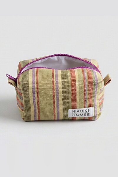 Niateks design marketing sewig house حقيبة مكياج متعددة الألوان مخططة مصنوعة ...