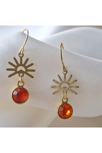 azra takı tasarım Handmade Orange Color ,Dangle, Women's Earrings