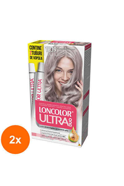 Loncolor Ultra Set 2 x Vopsea de Par Permanenta Max, 10.19 Blond Argintiu Int...