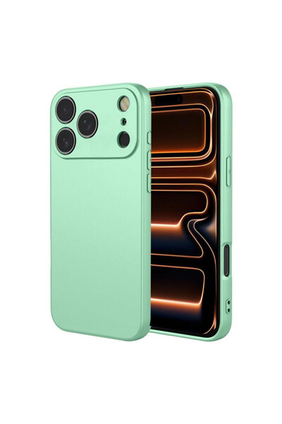 Apple Мек калъф за iPhone 17 Pro, микрофибър, TPU, тюркоазено зелен