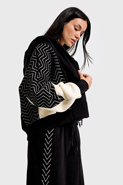 it's basic Γυναικείο Μαύρο Φούτερ με κουκούλα w5-1 Φλις Φούτερ Φούτερ Σετ 2 τεμαχίων Συνδυασμένο Υφασμάτινο Σετ Σχεδιαστικό