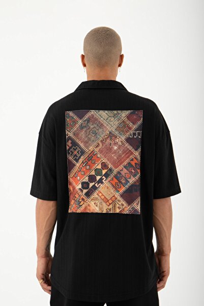 Machinist Огромна риза с шарки Ete Jakar, черна