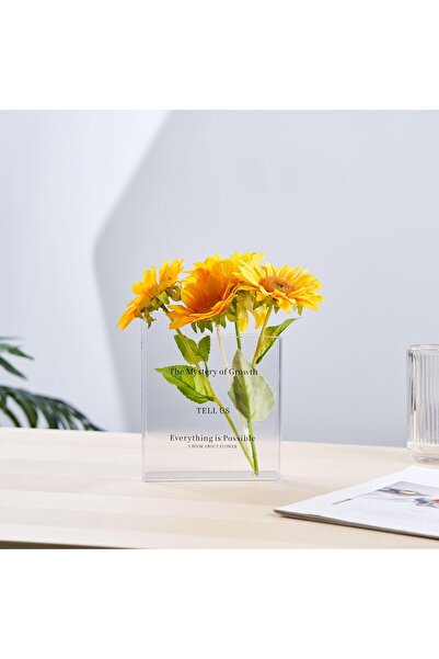 Generic Acrylic Book Vase for Flowers - Transparent Book-Shaped Floral Vase for Home Decor