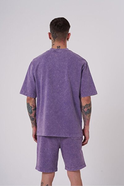 Machinist Men's Basic Washable Relaxed T-Shirt with Purple Effect