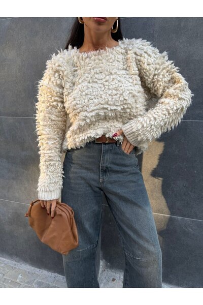 Paraf style Buklet Doku Ecru Winter Knitwear Sweater