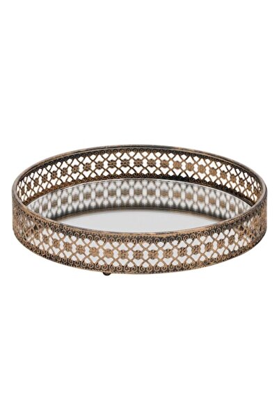 AB HOMES Suport din sticlă bronz cu oglindă pentru lumânări, Ø30x4 cm