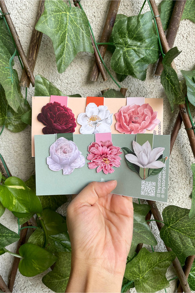 tinystoriestr علامة كتاب مغناطيسية - 6 قطع بتصميم زهور - علامة صفحات مغناطيسية