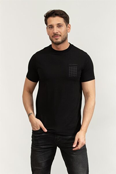 Karl Lagerfeld Crewneck Erkek Bisiklet Yaka T-Shirt Siyah