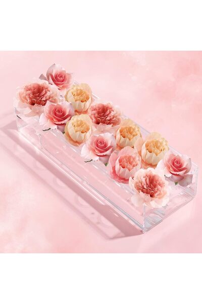 NALACAL Clear Acrylic Flower Vase, 12 Inches Long Rectangular Floral Centerpiece